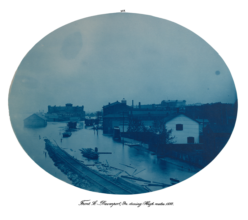 Front St., Davenport, Ia during High water 1888; cyanotype #117 from Mackenzie album